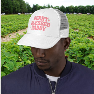 Cute Strawberry Berry Blessed Daddy Pink Birthday Trucker Hat