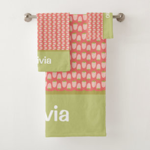 Cute Strawberry Berry First Bath Towel Set