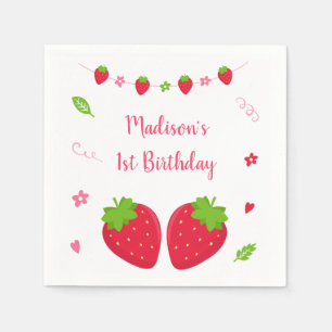 Cute Strawberry Berry Sweet Birthday Napkin