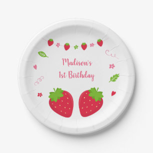 Cute Strawberry Berry Sweet Birthday Paper Plate
