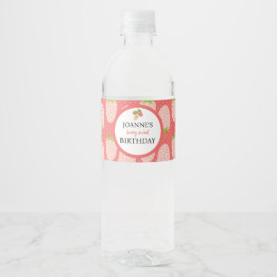 Cute Strawberry Birthday Berry First Water Bottle Label