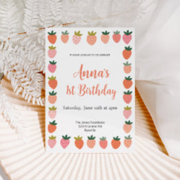 Cute Strawberry Birthday Invitation