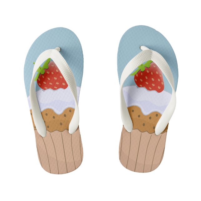 Cute Strawberry Bun Kid's Flip Flops (Footbed)