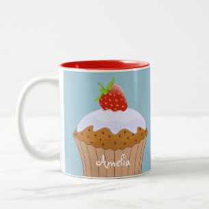Cute Strawberry Bun Personalised Two-Tone Coffee Mug