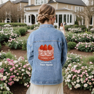 Cute Strawberry Cake Personalised Baker Custom Denim Jacket