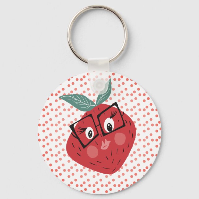 Cute Strawberry Cartoon Hand Drawn Doodle     Butt Key Ring (Front)