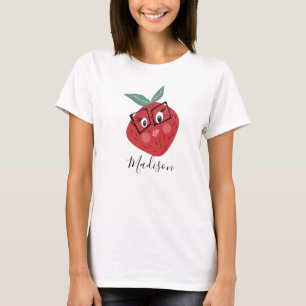 Cute Strawberry Cartoon Hand Drawn Name  T-Shirt