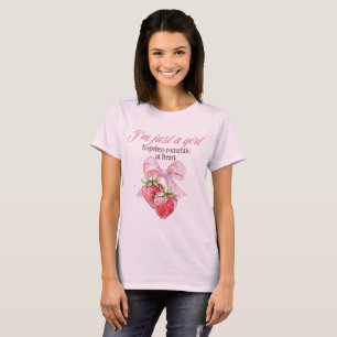 Cute Strawberry Coquette Bow Hopeless Romantic Gir T-Shirt