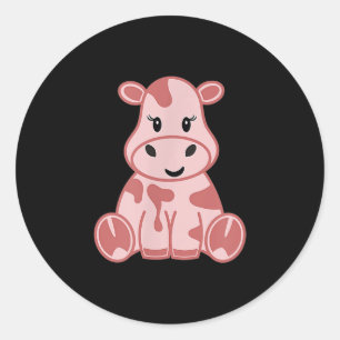 Cute Strawberry Cow Cutie Pink Kawaii Strawberry Classic Round Sticker