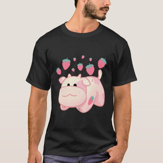 Cute Strawberry Cow Fruit T-Shirt (Front)