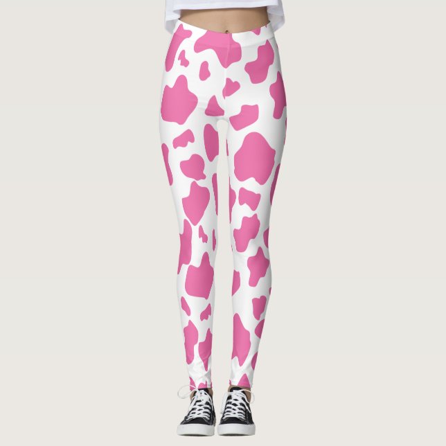 Cute Strawberry Cow pet print Leggings (Front)