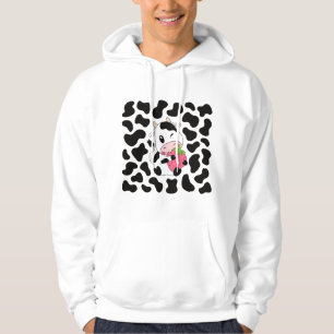 Cute Strawberry Cow Print Kawaii Aesthetic Pattern Hoodie