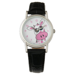 Cute Strawberry Cow smiling face Watch