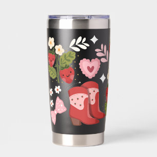 Cute Strawberry Cowgirl Tumbler   Western Floral 