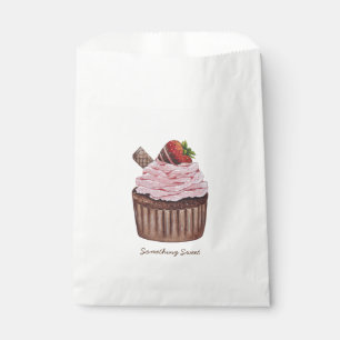 Cute Strawberry Cupcake  In Watercolor  Favour Bags