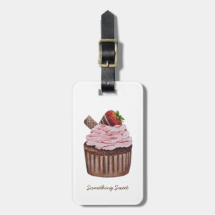 Cute Strawberry Cupcake  In Watercolor  Luggage Tag
