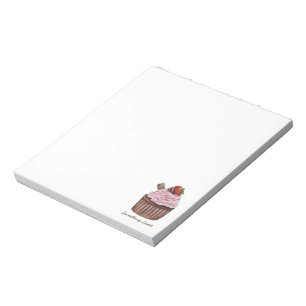 Cute Strawberry Cupcake  In Watercolor  Notepad