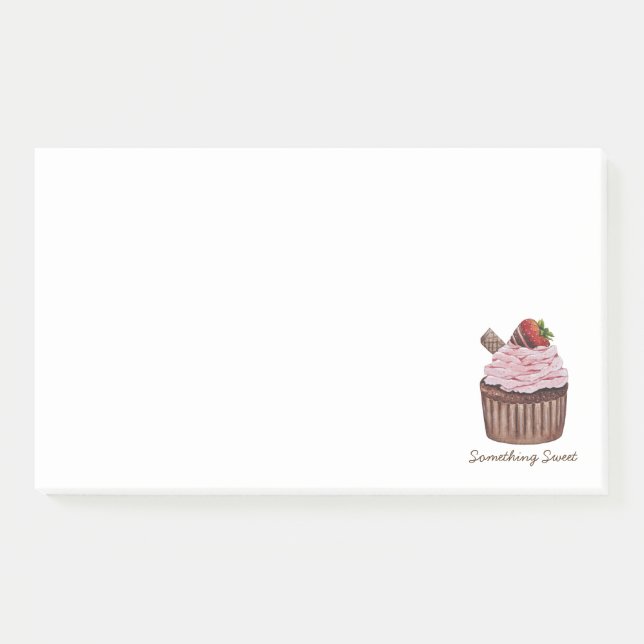 Cute Strawberry Cupcake  In Watercolor   Post-it Notes (Front)