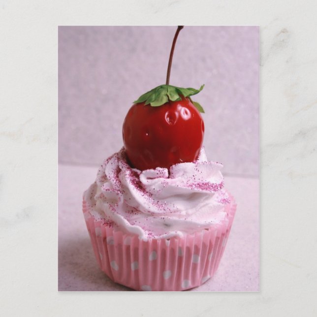 Cute Strawberry Cupcake Postcard (Front)