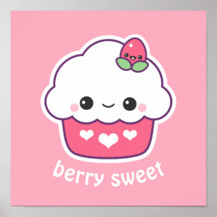 Cute Strawberry Cupcake Poster