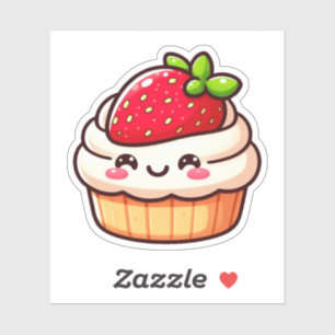Cute Strawberry Cupcake Vinyl Stickers