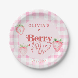 Cute Strawberry Daisy Berry First Brithday Paper Plate
