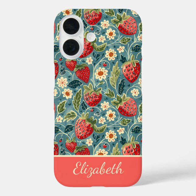 Cute Strawberry Design with custom Name   Case-Mate iPhone Case (Back)