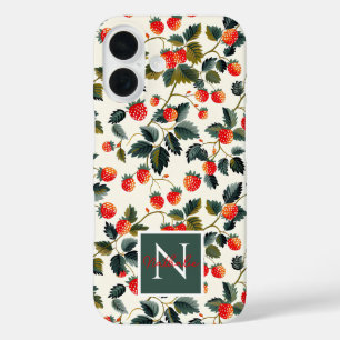 Cute Strawberry Design with custom Name iPhone 16 Case