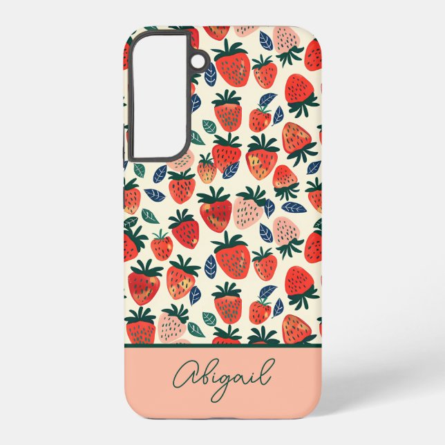 Cute Strawberry Design with custom Name   Samsung Galaxy S22+ Case (Back)