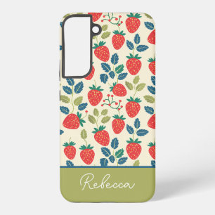 Cute Strawberry Design with custom Name Samsung Galaxy Case