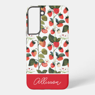 Cute Strawberry Design with custom Name Samsung Galaxy Case