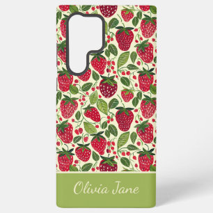 Cute Strawberry Design with custom Name Samsung Galaxy Case