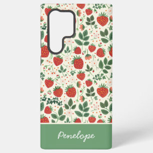 Cute Strawberry Design with custom Name Samsung Galaxy Case