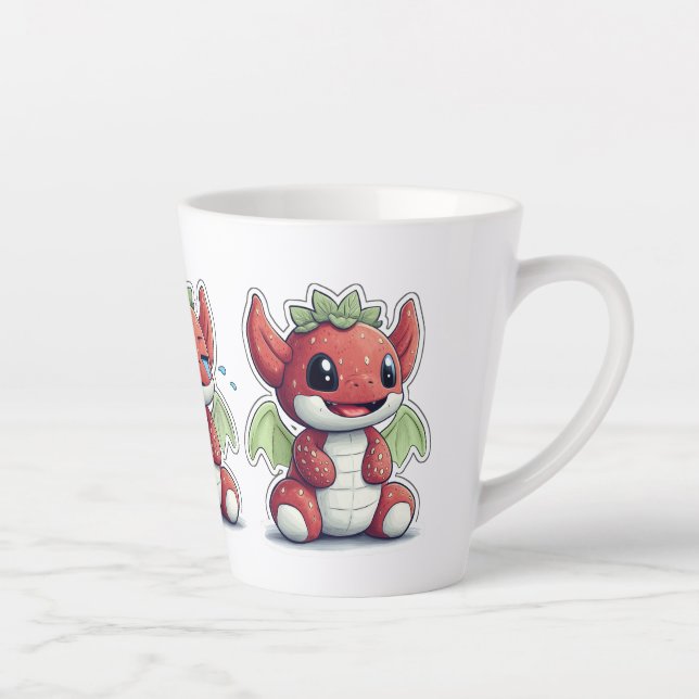 Cute Strawberry Dragon, Expressions, Tea or Latte Mug (Right)