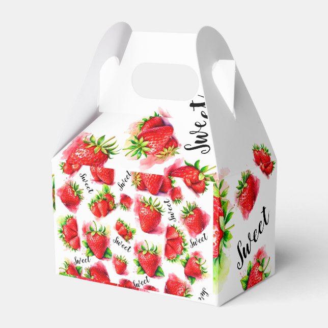 Cute Strawberry  Favour Box (Front Side)