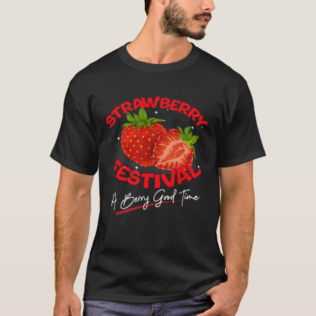 Cute Strawberry Festival Fruit  Retro Vintage T-Shirt (Front)