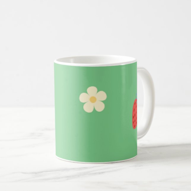 cute strawberry floral coffee mug. mug (Front Right)
