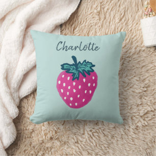 Cute Strawberry Fruit Custom Name Cushion