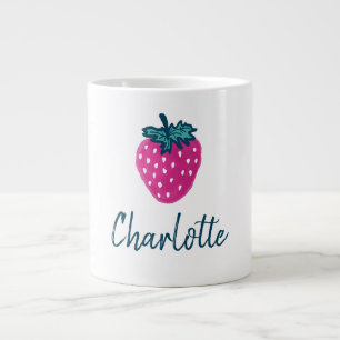 Cute Strawberry Fruit Custom Name  Large Coffee Mug
