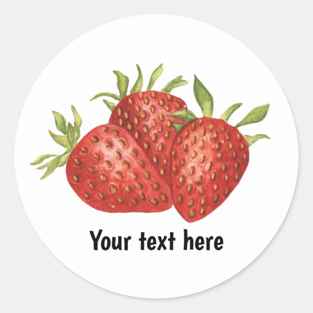 Cute strawberry fruit customisable  classic round sticker (Front)