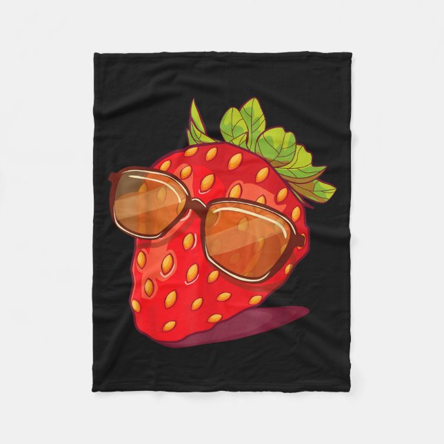 Cute Strawberry Fruit Lover Aesthetic Summer Gift  Fleece Blanket (Front)