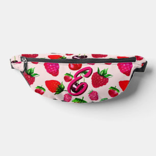 Cute Strawberry Fruit Pattern Custom Name Bum Bags