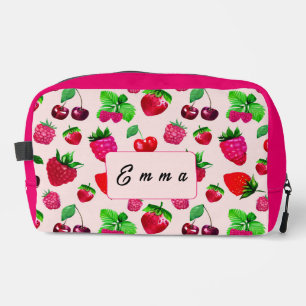 Cute Strawberry Fruit Pattern Custom Name Dopp Kit