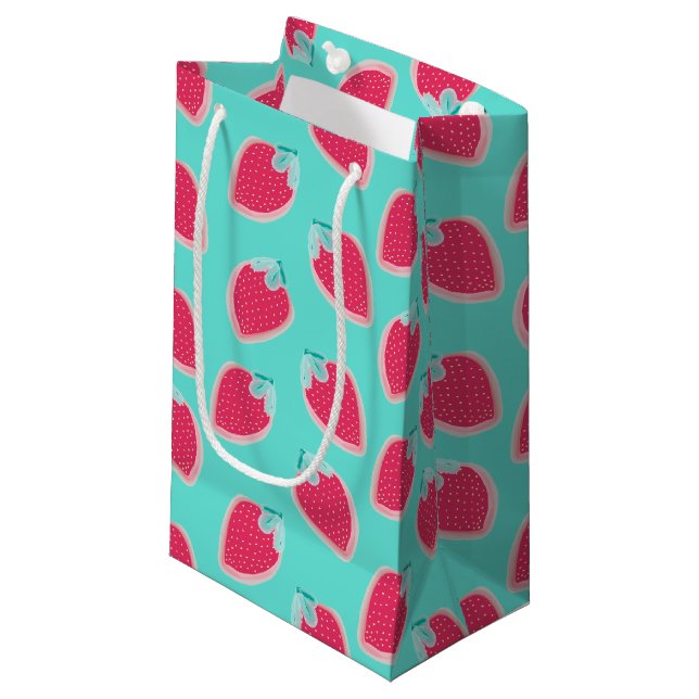 Cute Strawberry Fruit Pattern Small Gift Bag (Front Angled)