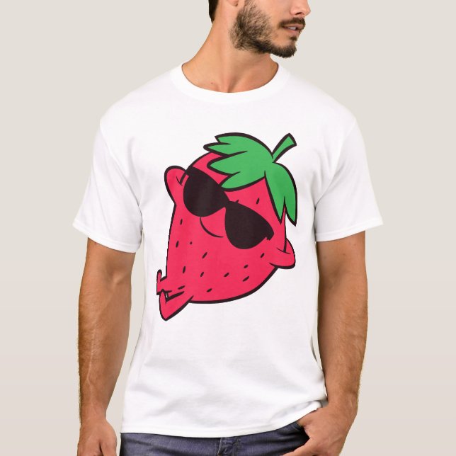 Cute Strawberry Fruit Relaxing Lazy Strawberry T-Shirt (Front)