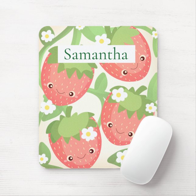 Cute Strawberry Garden  Mouse Mat (With Mouse)