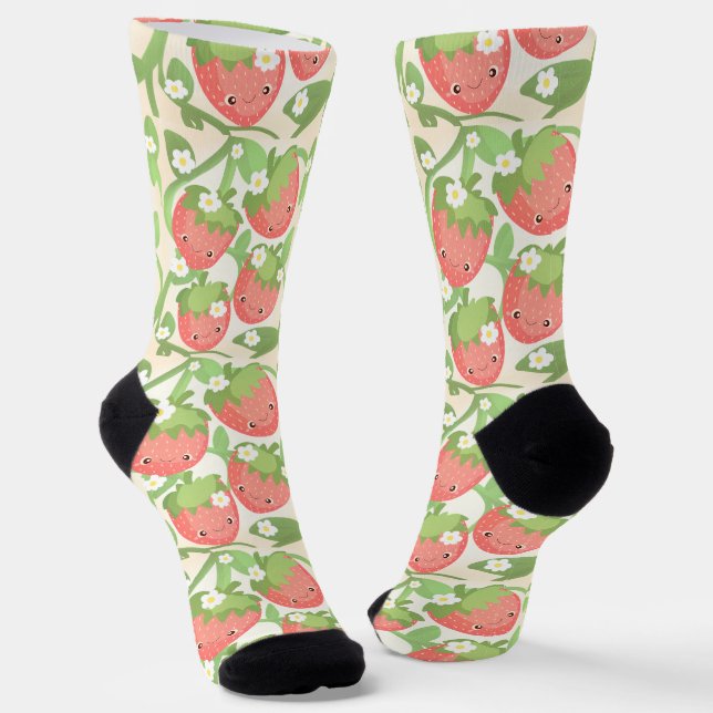 Cute Strawberry Garden  Socks (Angled)