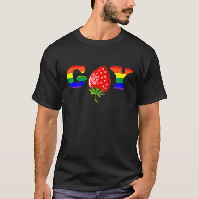 Cute Strawberry Gay Flag Fruit Berry Lgbt Pride Mo T-Shirt (Front)