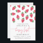 Cute Strawberry Girl Berry First Birthday Party  Invitation<br><div class="desc">Cute Strawberry Girl First Birthday Pink Party Invitation
Message me for any needed adjustments.</div>