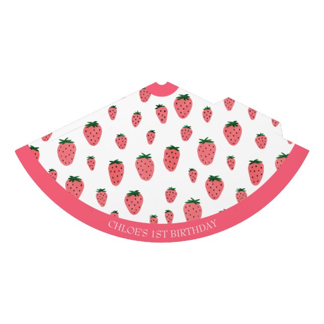 Cute Strawberry Girl First Birthday Pink Party Party Hat (Front)
